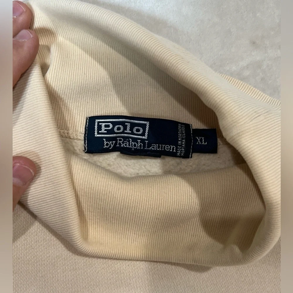 Polo Ralph Lauren Cream Turtleneck Cotton Sweater PRL Golf Logo Country Club